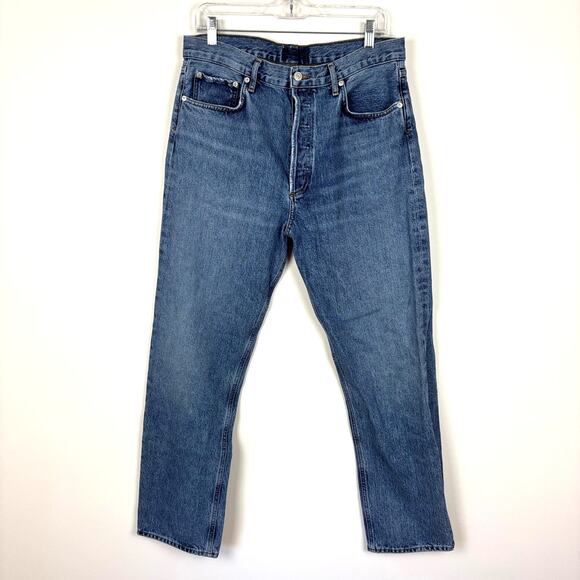 AGOLDE High Rise Straight Leg Jeans *NO SIZE OR TAGS* button fly 33 x 29.5 - Picture 1 of 10